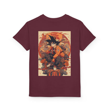 Youth Anime Goku Graphic T-Shirt — Dragon Ball Retro Poster Design
