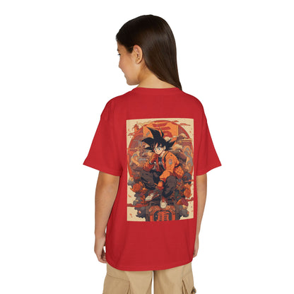 Youth Anime Goku Graphic T-Shirt — Dragon Ball Retro Poster Design