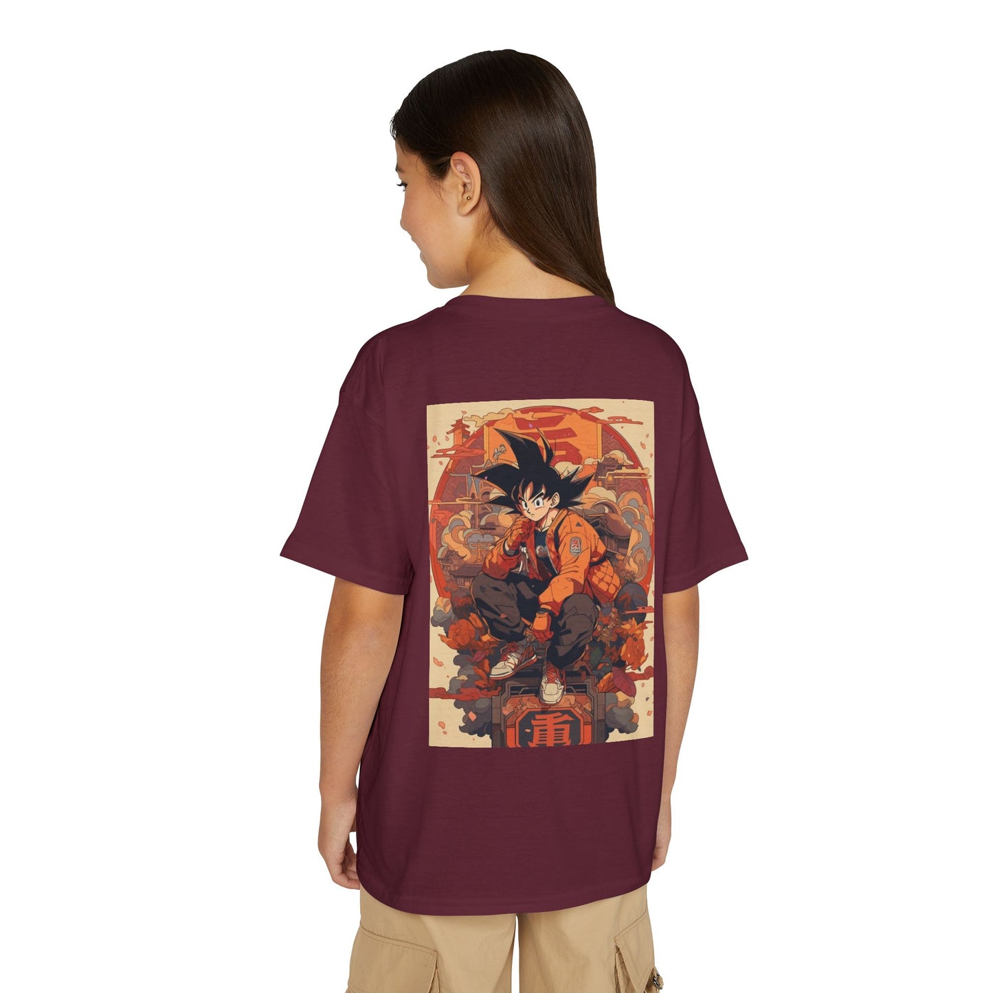 Youth Anime Goku Graphic T-Shirt — Dragon Ball Retro Poster Design