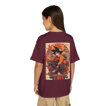 Youth Anime Goku Graphic T-Shirt — Dragon Ball Retro Poster Design