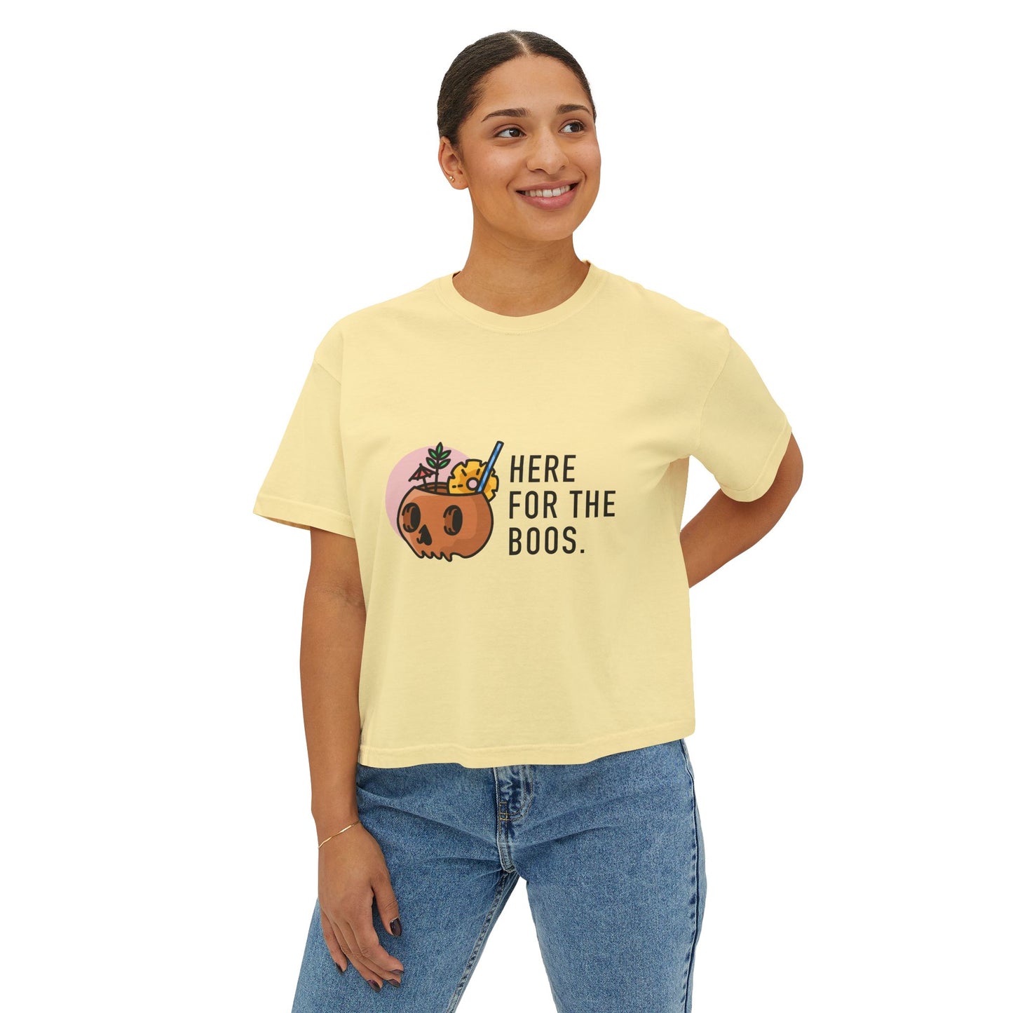 Women Halloween Pumpkin cropped boxy t-shirt