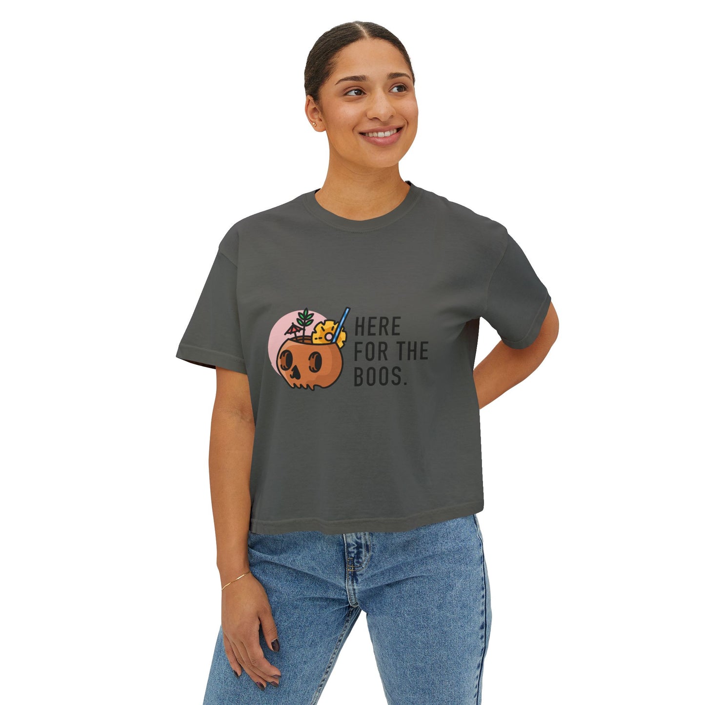 Women Halloween Pumpkin cropped boxy t-shirt