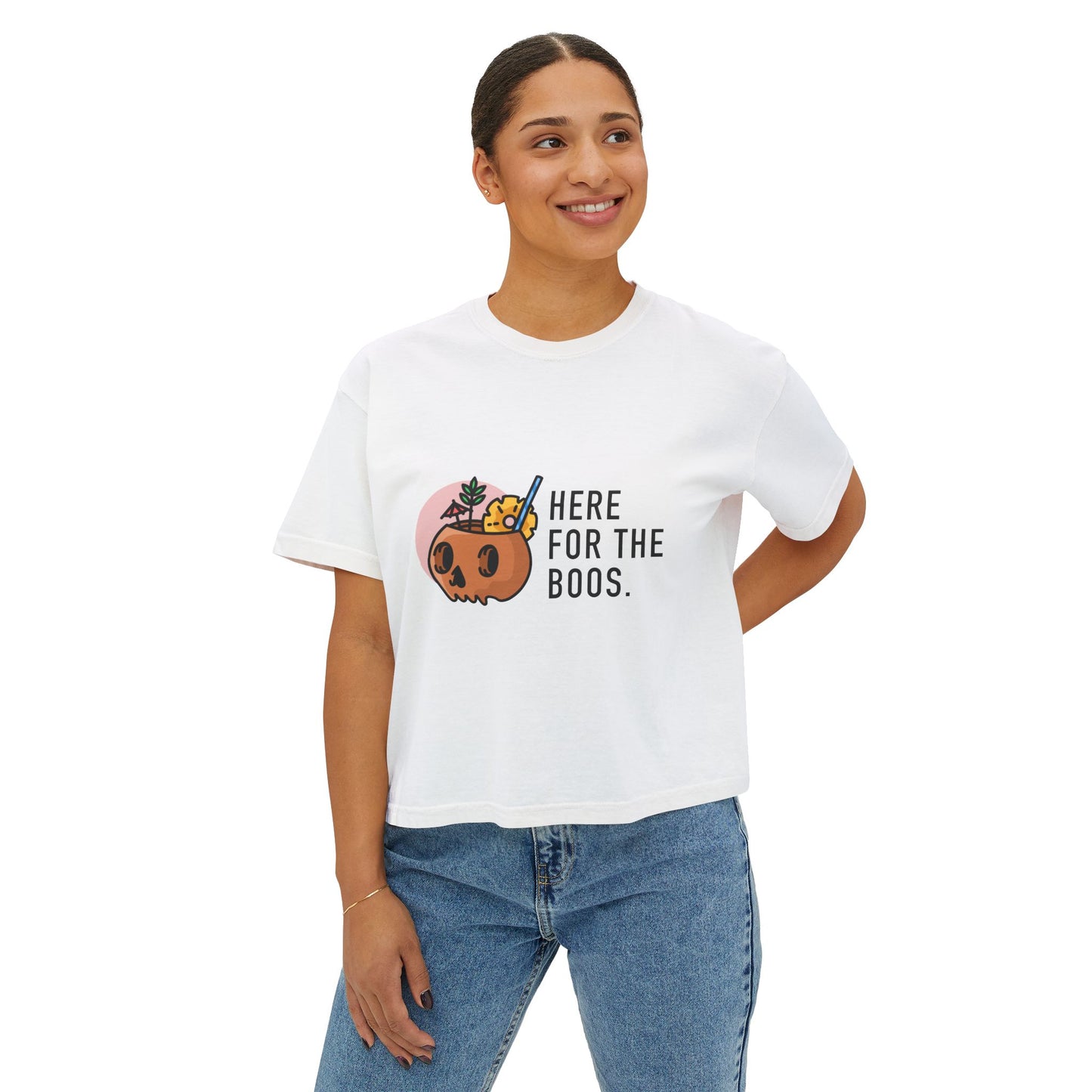 Women Halloween Pumpkin cropped boxy t-shirt
